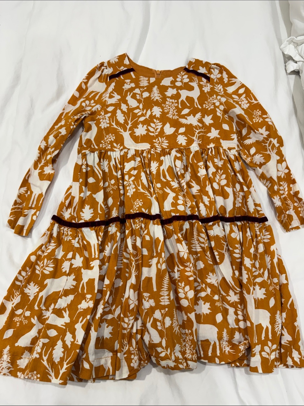 Pink Chicken Mustard and White Woodland Tiered Dress